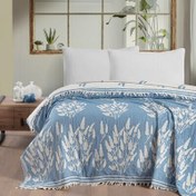 Resim Maxstyle Lavanta Jakarlı Çift Kişilik Pike Mavi 220x240 cm 