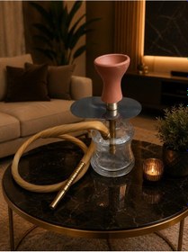 Resim Mini Cam Şişe Nargile Modeli Lüleli Premium Dekoratif Nargile 26 Cm Şık Modern Tasarım 