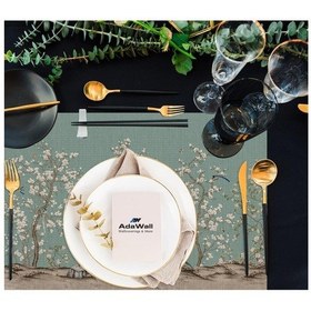 Resim Yeşil Kuşlu Bahçe Kumaş Amerikan Servis 4'lü Set 35X50CM Çok Renkli 