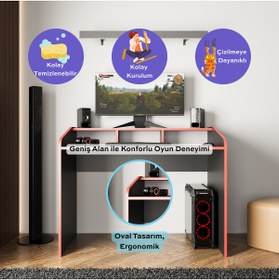 Resim Bimossa Zuko S8280 Oyuncu Masası Siyah Kırmızı 117 Cm 