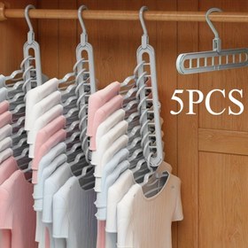 Resim 5 Adet Yer Tasarrufu Katlanır Plastik Askı, 9 Delikli Gardırop Organizatörü, Dayanıklı Bitmemiş Tasarım, Gri, Dikey Giysi Asma | Modern Askılık Tasarımı | Etkili Depolama, Kıyafetler İçin Askılar 
