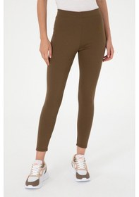 Resim U.S. Polo Assn. Kadın Haki Melanj Yüksek Bel Toparlayıcı Günlük Tayt 50296888-VR027 