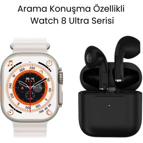 Resim Watch 8 Ultra Serisi Akıllı Saat ve Pro 5 Mini Siyah Bluetooth Kulaklık 