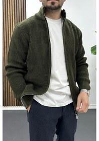 Resim Edwox Erkek Slim Fit Fermuarlı Hırka Yeşil Edw434 Yeşil 