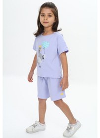 Resim Toontoy Kids Toontoy Kız Çocuk Ördek Baskılı Şortlu Takım Koyu Mavi 