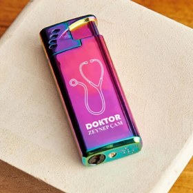 Resim Kişiye Özel Isimli ve Kutulu Gazlı Rüzgara Dayanıklı Police Çakmak Pembe Çakmak Doktor Hemşire Steteskop Baskılı 