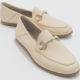 Resim Luvishoes F03 Ekru Bej Cilt Deri Kadın Babet Bej - Ekru 
