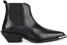 Resim Siyah Deri Lastikli Kadın Kovboy Botu Kyoto 