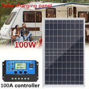 Resim 100A Kontrolcü ile Güneş Paneli, RV Aksesuarları, Güneş Kiti, Taşınabilir Güneş Şarj Cihazı RV'ler, Kamp, Arabalar, Tekneler, Piknikler vb. için 