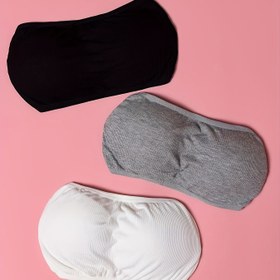 Resim 3'lü Kadınlar İç Çamaşırı, Orta Destek, Sökülemez Dolgu, Örgü Kumaş, Tüm Mevsim, İnce Fit, Push Up Tarzı Çapraz Askılı Bandeau Tasarımı, %95 Viskon, %5 Spandeks 