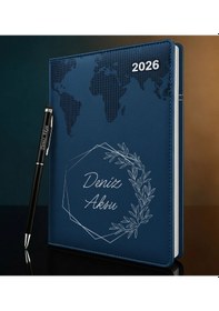 Resim Bk Gift Kişiye Özel İsimli Termo Sert Kapak 2026 Lacivert Ajanda & Kalem -9, Öğretmenler Günü Hediyesi, Yeni İş Hediyesi 35327 Bk Gift Renkli 