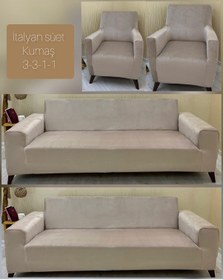 Resim İtalyan Süet 3-3-1-1 Tüm Giydirme Koltuk Örtüsü 