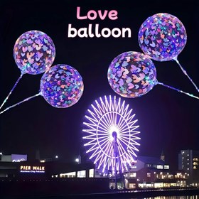 Resim 10 adet Aşk Balon Seti, LED Işıklı Glitter Şeffaf Balonlar, Pil Gerektirmez, Düğünler, Doğum Günleri ve Teklifler için Mükemmel 