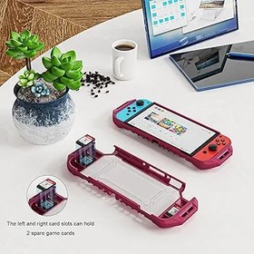 Resim AARONMEI Switch OLED oyun konsoluna uygun koruyucu kılıf, kapsamlı koruma için tek parça yapı, TPU+PC taşınabilir koruyucu kılıf, düşmeyi önleyici, kaymayı önleyici, darbeye dayanıklı (Şarap kırmızısı) 