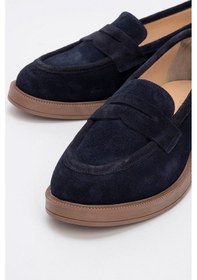 Resim Luvi Shoes Pline Lacivert Süet Hakiki Deri Kadın Loafer Ayakkabı Lacivert 