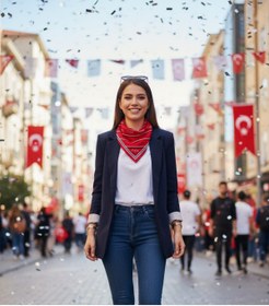 Resim tuaipek K.Atatürk İmza Desen Bandana/Fular 
