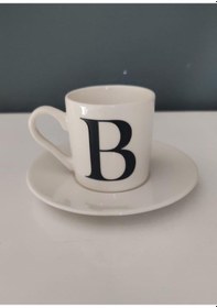 Resim Decorıum Kum B Harfli Kahve Fincanı Beyaz 