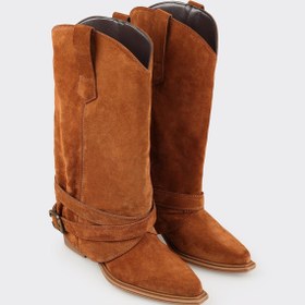 Resim Elle Shoes Taba Deri Kadın Western Çizme 