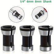 Resim 3 Adet Roter Chuck Seti, Çelik Freze Bilyalı Mil Uzarı, 6mm, 6.35mm, 8mm, Trimming ve Freze Makineleri ile Uyumlu, Ahşap İşleme Makine Aksesuarları için 