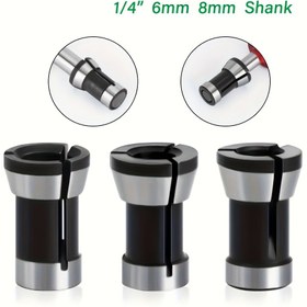 Resim 3 Adet Roter Chuck Seti, Çelik Freze Bilyalı Mil Uzarı, 6mm, 6.35mm, 8mm, Trimming ve Freze Makineleri ile Uyumlu, Ahşap İşleme Makine Aksesuarları için 