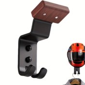 Resim Motosiklet Kaskı Tutucu, Katı Ahşap ve Güçlü Çelik Tasarım Kask Duvar Montajı, Motosiklet Bisiklet Dış Giyim Spor Ekipmanları için Kask Askısı 