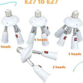Resim Çok Yönlü LED Ampul Bölücü - E27 Taban, 2/3/4/5 Başlıklı 1 Dönüştürücü Adaptör Ev Aydınlatması için 