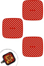 Resim Buffer ® 3 Adet Isıya Dayanıklı Yıkanılabilir Silikon Fırın Ve Airfryer Kare Pişirme Matı 21,5cm 