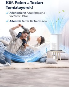 Resim 150 M³ Hacim Akıllı Hava Temizleyici 3 Katmanlı Hepa Hava Filtreli Temizleme Makinesi - Sessiz Beyaz 