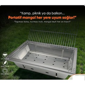 Resim Miraç 45x30cm Katlanır Mangal Çantalı Lazer Kesim Orta Boy Gri 