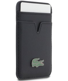 Resim Lacoste Orjinal Lisanslı 2 Hazneli Pu Pike Desenli İkonik Timsah Logolu Magnetik Kartlık Lacivert 