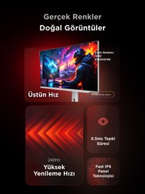 Resim Rampage ELLIPSE EL27R240Q 27 240Hz 0.5ms BOE IPS QHD 2K Freesync/G-Sync RGB Pivot Beyaz Flat Oyuncu Monitörü 