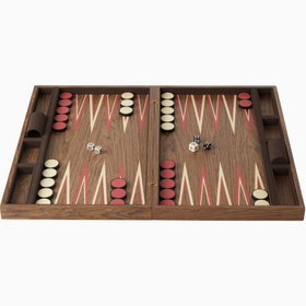 Resim x Fortuny Koleksiyonluk Ahşap Tavla Seti Kırmızı - Kırmızı-Kahverengi 