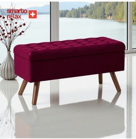 Resim Smarto Relax Puf Gruyères Sandıklı Ayaklı Kapitoneli Dekoratif 110x40x45 Cm Kırmızı Kırmızı 