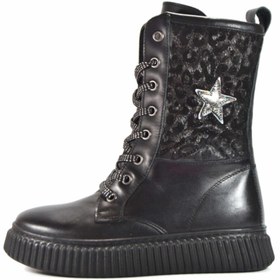 Resim Onlo Op.7624 Hakiki Deri Siyah Uzun Kız Çocuk Postal Bot Çizme 