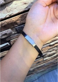 Resim Erkek Rose Gold Detay Deri Bileklik Rose Gold 