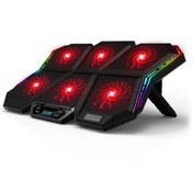 Resim HADRON Labrador 6 Fanlı 12 Rgb Işık Modlu 7 Kademe Standlı 2600rpm Led Göstergeli Notebook Soğutucu 