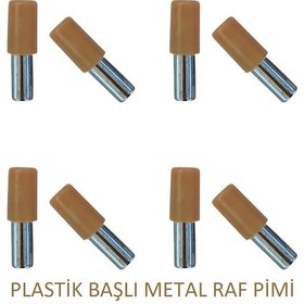 Resim Plastik Başlı Metal Raf Pimi, Meşe 50 Adet Meşe 