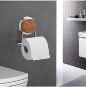 Resim Okyanus Home Ahşap Desenli Magic Fix Sihirli Yapışkan Krom Wc Kağıtlık 