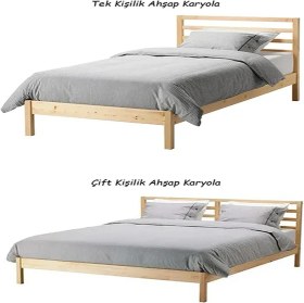 Resim Loolpi Home Palet Yatak Doğal Ahşap Başlıklı Karyola 