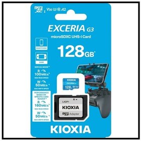 Resim Kıoxıa 128gb Exceriag2, Lmex3l128gg2, A2 V30 4k, Cl10, 160mb/s, Microsd Kart Bellek Sd Adaptörlü 