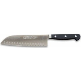 Resim 61950 - Sıcak Dövme Oluklu Santoku Şef Bıçağı 18 Cm Tdrtr Gri - Siyah 