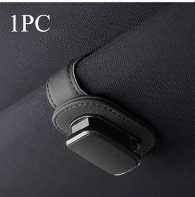 Resim Chuangyinshop Siyah 1 Adet Güçlendirilmiş Klipsli Pu Deri Araç Güneşlik Organizerı 