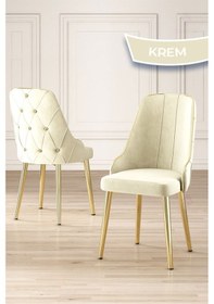 Resim Canisa Asel Serisi 90x160 Lak Panel Antrasit İroni Gold Kaplama Ayaklı Masa Takımı Ve 6 Krem Sandalye Antrasit İroni Masa Krem Sandalye Ayaklar Gold 