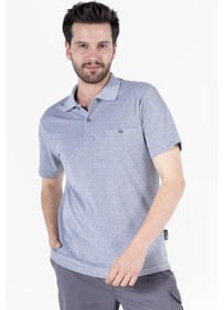 Resim Polo Yaka Fleto Cepli T-shirt Gri Melanj 
