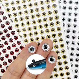 Resim 500 Adet/Yaprak 3D Balıkçılık Gözleri Holografik Yem Göz İmalatı, Olta Bağlama Suni Balık Gözü DIY, 3mm 4mm 5mm 
