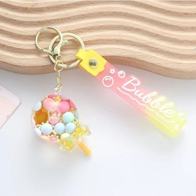 Resim Xuweiwei Sarı 1 Adet Şeker Lolipop Anahtarlık Renkli Boncuklu Dayanıklı Anahtarlık 