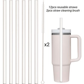 Resim 12 adet Söğüller ve 2 adet Çok Fonksiyonlu Söğüller Brush, 20, 30, 40 Ounce Su Bardakları için Uygun, Gıda Sınıfı PP Malzeme, Size ve Ailenize Güvenli Bir Seçim, Şeffaf ve Kokusuz, Dilediğiniz Gibi Kesilebilir 