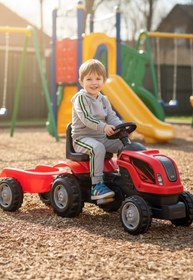 Resim HAK İŞ OYUNCAK Römorklu Pedallı Kırmızı Traktör 