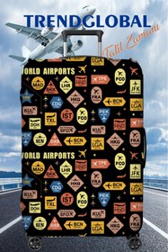 Resim Trendglobal Valiz Bavul Koruyucu Kılıfı Airports Desenli 