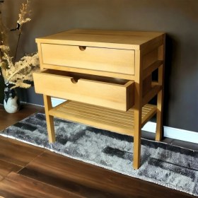 Resim Ka Tasarım Retro Stil Çekmeceli Doğal Ahşap Komodin Iki Çekmeceli 50X30 Tabla ve 50CM Yüksekliğindedir. 1.sınıf Çam Ağacından Imal Edilmiştir 